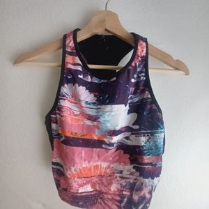 Betsey Johnson Performance top Black with Floral Trim Women's Medium